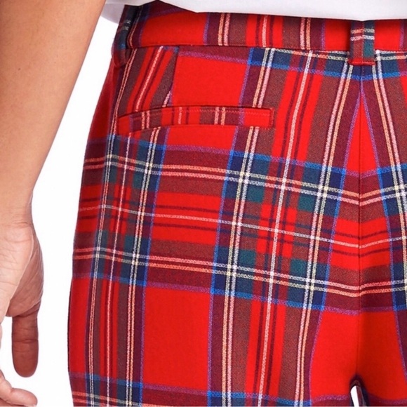 Vineyard Vines Jolly Plaid Ruffle Calypso Red Cocktail Pant Women’s Size 00 NWT - Picture 4 of 15